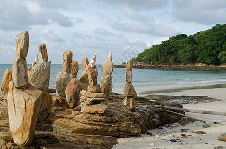 泰国萨米德岛和蓝天地平线晴天植物海景异国海洋旅行椅子太阳蓝色图片