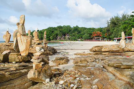 泰国萨米德岛和蓝天热带假期海洋异国海岸线天堂奢华晴天旅行海岸图片