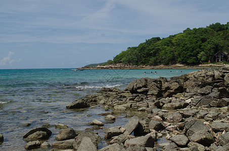 泰国萨米德岛和蓝天海岸海洋异国天空情调晴天旅游海景热带奢华图片