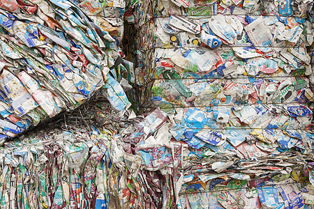 废纸回收垃圾造纸牛皮纸浪费床单工厂抛光报纸文书工业图片