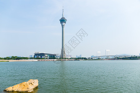 澳门天际线地标房子建筑池塘景观酒店吸引力城市蓝色市中心图片