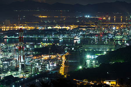 夜里水岛工业区图片