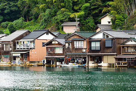 传统老村 京都Ine Cho游客房子探戈建筑学地标海景码头村庄植物海洋图片