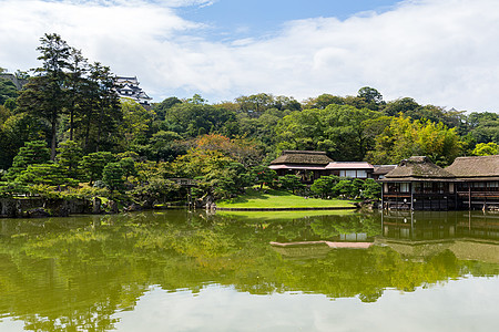 日本花园和那加哈马城堡历史建筑学古董观光园艺晴天地标建筑旅行风景图片