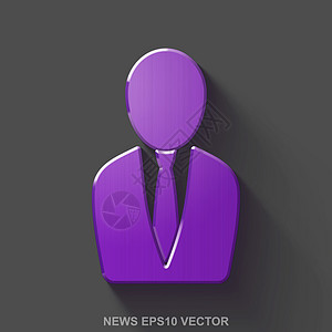 平面金属新闻 3D 图标 灰色背景的紫色光滑的金属商务人士  EPS 10矢量图图片