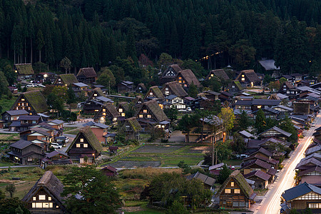 夜里日本白川越村图片