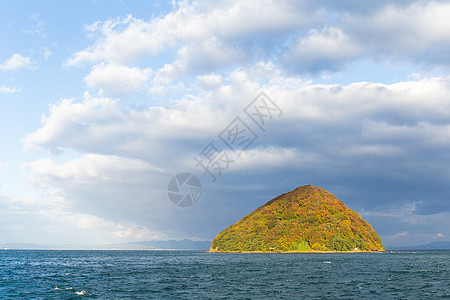 秋季的日本玉岛地标森林神道风景寺庙天际牌坊海景海洋文化图片