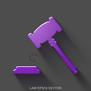平面金属法 3D 图标 紫光滑金属卡片在灰色背景上 EPS 10 矢量图片