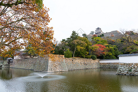 马鲁伽梅城堡丸龟地标历史山顶建筑文化池塘传统旅游蓝色图片