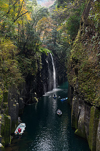宫崎高原峡谷红叶山沟岩石旅行森林悬崖公园瀑布图片