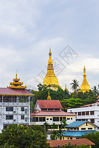 缅甸Shwedagon塔爬坡佛塔宝塔建筑物贫民窟风景历史性场景寺庙历史图片