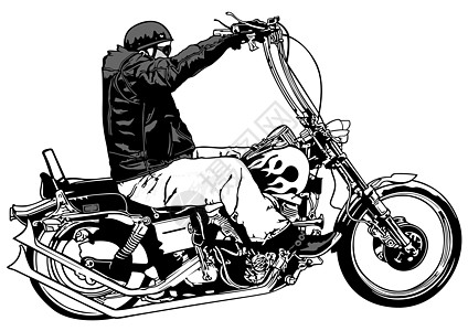 砍刀骑士插图旅游摩托车手菜刀机器路线发动机车轮引擎运输图片