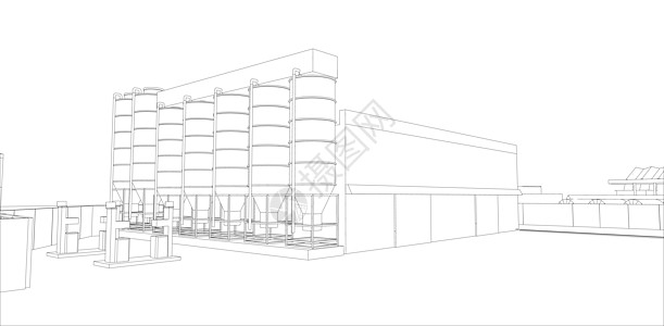 工业建筑 韦克托房子插图工程建筑物工厂活动城市场景框架草图图片