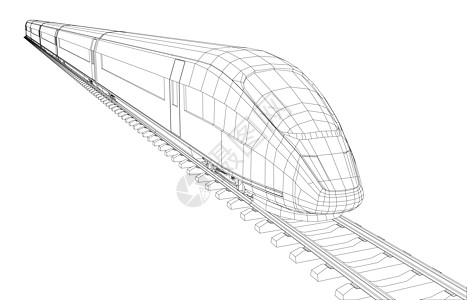 现代高速列车剪影3d技术旅行多边形火车引擎铁路艺术运输创新图片