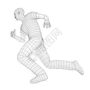 线框跑马插图男性白色短跑跑步肌肉训练慢跑艺术赛跑者图片