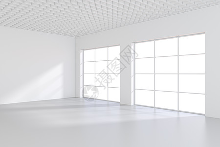 大型办公室 有窗户和从窗户到地板的灯光 3D阁楼仓库房子财产地面工作室公寓建筑阳光建筑学图片