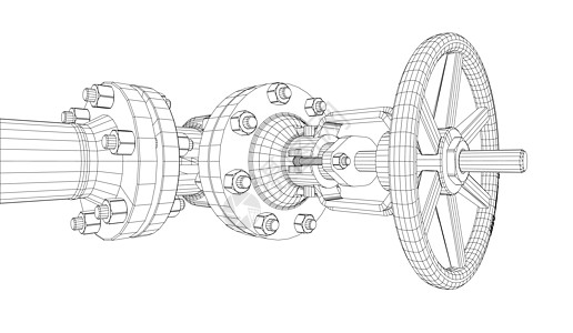 工业阀门  3 的矢量渲染黑色管道白色龙头草图气体植物工厂化学品螺栓图片