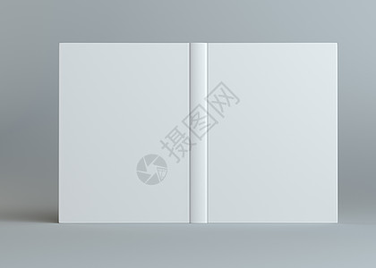 灰色背景上的白空打开书展览3d营销对象小册子渲染广告模型商业地方图片
