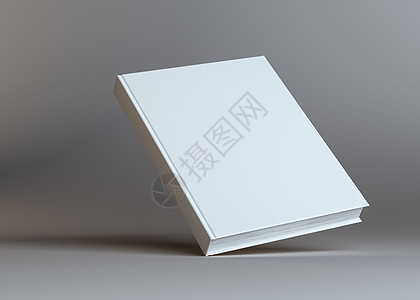 灰色工作室背景上的空白空书插图文学对象平装阴影教育文档白色教科书小册子图片