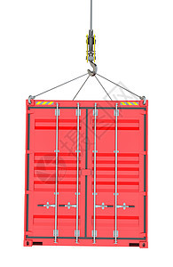 红货集装箱由虎钩挂起送货商业进口船运商品工业起重机货物全球贸易图片