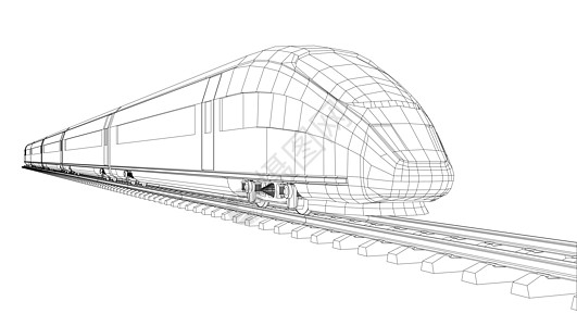 现代高速列车剪影引擎创新3d多边形旅行铁路运输海报火车速度图片