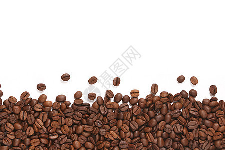 白色背景上的咖啡豆早餐公司咖啡酿造研磨烘烤地面火锅羊角店铺图片