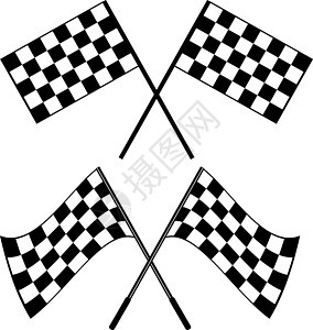 交叉黑白方格旗标志概念的机动运动隔离在惠特公式优胜者横幅发动机旗帜插图标识速度胜利成功图片