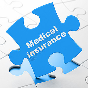 拼图背景上的保险概念医疗保险损失蓝色玩具风险解决方案投保人游戏白色被保险人金融图片