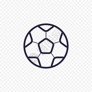 足球简单的线条图标 足球比赛细线形迹象 概述网站信息图表移动应用程序的简单运动概念圆圈横幅团队活动游戏玩家竞赛锦标赛插图六边形图片