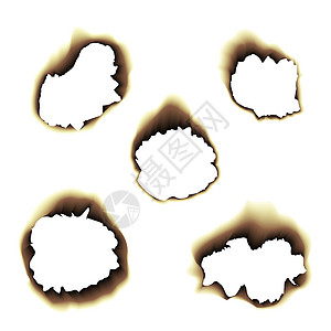 透明背景上烧焦的纸孔矢量图解床单空白棕色收藏横幅艺术烧伤插图损害火焰图片