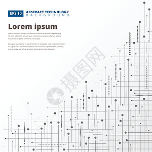 抽象数字技术几何线点网络数据化学水平软件灰色公司商业科学研究图片