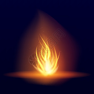 矢量燃烧的篝火 闪烁着火花的热火焰 火焰之舌 火炬的闪烁 蜡烛的明亮燃烧效果活力辉光插图方言橙子耀斑力量点燃辐射营火图片