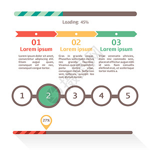 进度条设置 加载状态栏矢量 web 指示器 逐步处理下载按钮图表指标网络用户软件时间数字导航插图背景图片
