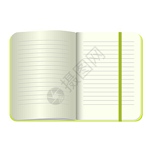 模板 打开一个空白的记事本 带绿色封面和书签的矢量个人笔记本 孤立在白色背景上 您设计的样机秘书工作教育杂志笔记纸工作簿商业小册图片