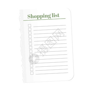 购物清单 撕下一张白纸 记录完成的任务 矢量图 在白色背景上被隔离图片