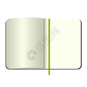 模板 打开一个空白的记事本 带绿色封面和书签的矢量个人笔记本 孤立在白色背景上 您设计的样机插图文档教育学习笔记教科书软垫床单商图片