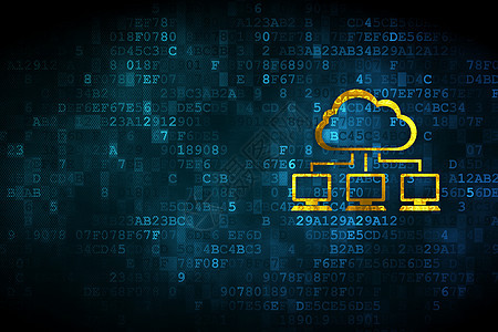 数字背景上的云计算概念云网络软件解决方案局域网全球数据社会绿色像素化桌面监视器图片