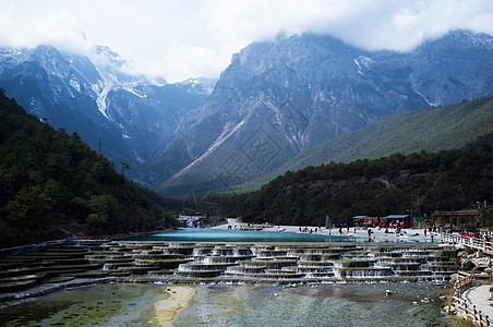 云南丽江古城利江蓝月亮谷目的地旅游旅行背景