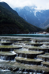 利江蓝月亮谷目的地旅游旅行背景图片