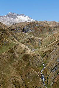 从瑞士的Gotthard通行证查看风景天空路线蓝色农村远景太阳旅游高山山峰图片