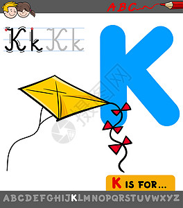 带有卡通风筝玩具对象的字母 k k图片
