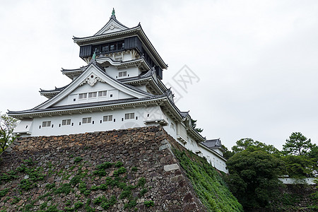 日本角村的城堡旅行蓝色天空历史性晴天植物太阳神社护城河城市图片