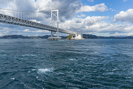 Onaruuto 桥和Whirlpool涡流海峡景点蓝色海洋淡路忍者潮汐漩涡交通图片