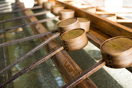 日本在日本寺庙的竹架文化清洁旅行喷泉传统竹子钢包入口木头纯化图片