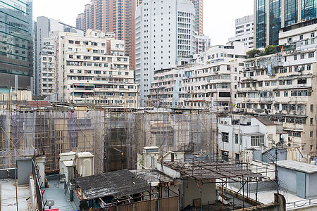 香港旧大楼密度建筑竹子建筑学市中心天际景观脚手架城市窗户图片
