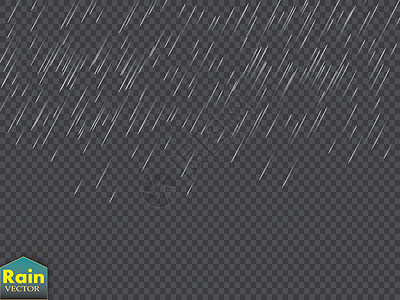 雨透明模板背景 落水滴纹理 方格背景下的自然降雨水滴淋浴季节天气风暴天空瀑布墙纸插图行动图片
