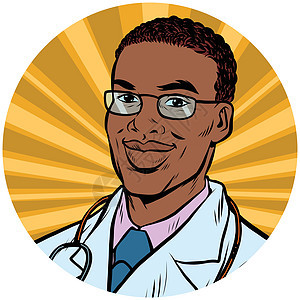 黑人男性医生非裔美国人流行艺术头像字符 ico图片