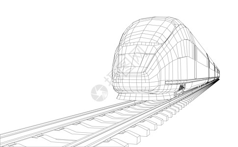 火车大纲矢量运输多边形铁路速度3d艺术技术引擎旅行创新图片