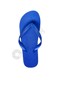 白底隔离的蓝色橡胶翻转滑板丁字裤橡皮失败凉鞋旅行橙子塑料鞋类海滩假期图片