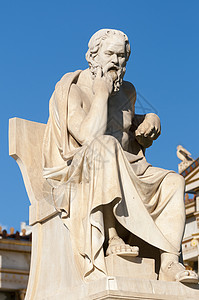 经典雕像苏格拉底思维智慧建筑学老师纪念碑思想家旅游艺术天空蓝色图片